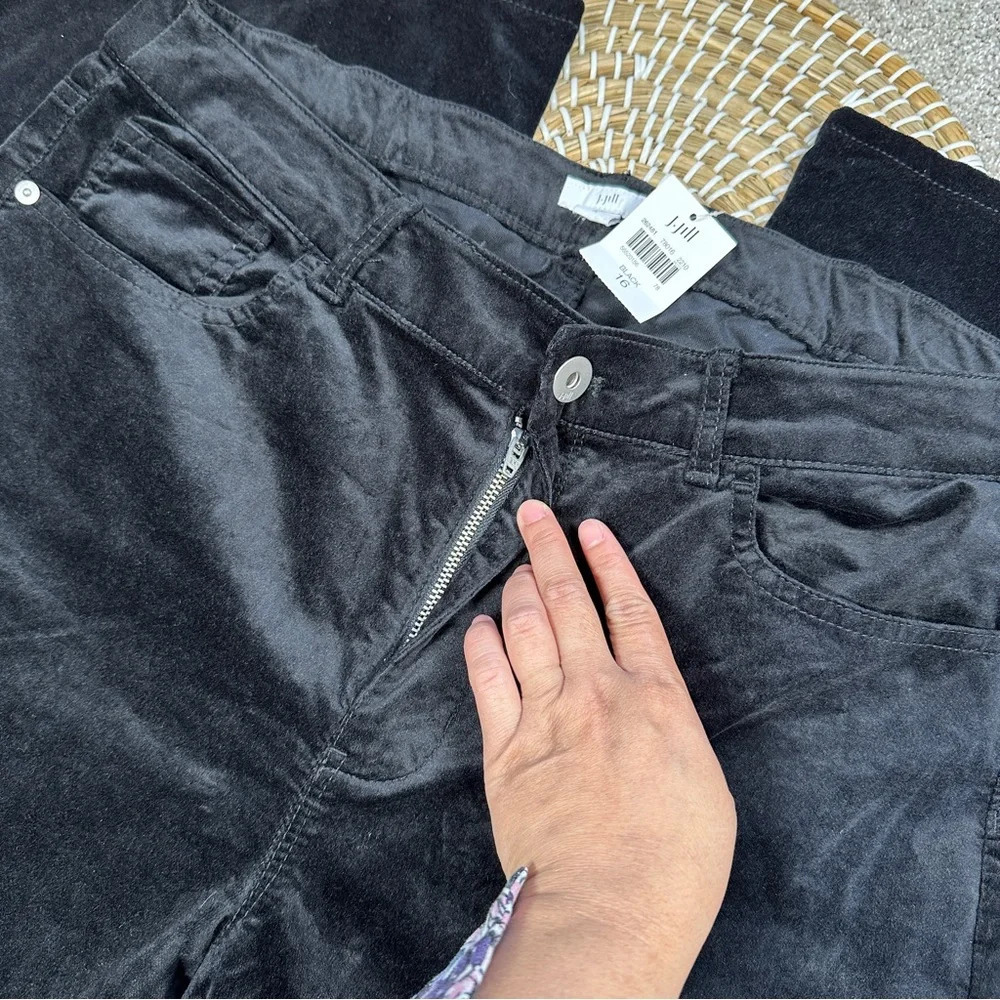 NEW J. Jill Velveteen High Rise Full Straight Leg Pants in Black Size 16 - Picture 9 of 16